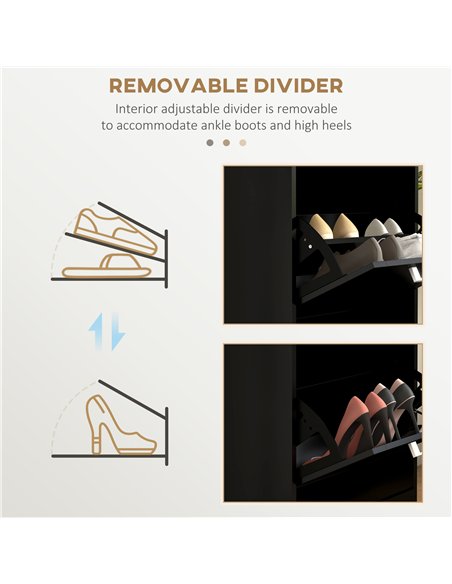 HOMCOM Three-Drawer Minimalistic Shoe Cabinet - Black - pic 167325 | FastDaddyshop