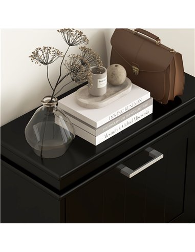 HOMCOM Three-Drawer Minimalistic Shoe Cabinet - Black