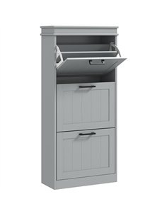 HOMCOM Three-Drawer Minimalistic Shoe Cabinet - Grey