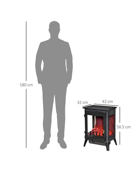 Homcom Electric Fireplace Heater with LED Flame Effect, 3-sided Tempered Glass, Overheat Protection, Black - pic 16733 | FastDaddyshop