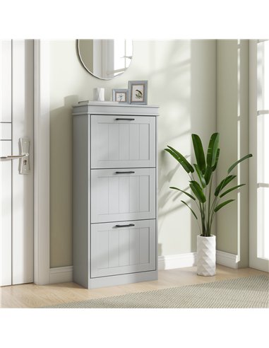 HOMCOM Three-Drawer Minimalistic Shoe Cabinet - Grey