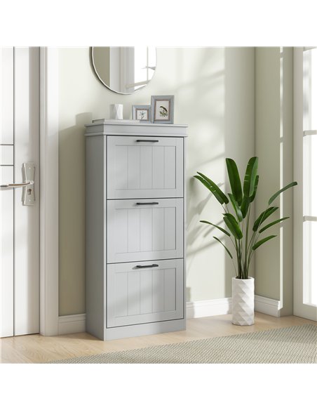 HOMCOM Three-Drawer Minimalistic Shoe Cabinet - Grey - pic 167330 | FastDaddyshop