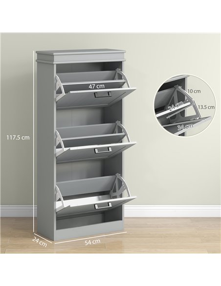 HOMCOM Three-Drawer Minimalistic Shoe Cabinet - Grey - pic 167331 | FastDaddyshop