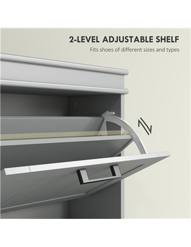 HOMCOM Three-Drawer Minimalistic Shoe Cabinet - Grey