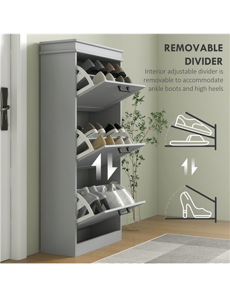 HOMCOM Three-Drawer Minimalistic Shoe Cabinet - Grey - pic 167334 | FastDaddyshop
