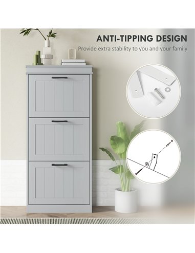 HOMCOM Three-Drawer Minimalistic Shoe Cabinet - Grey