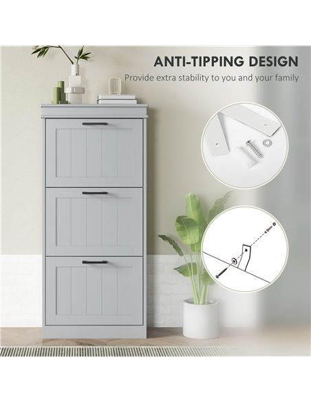 HOMCOM Three-Drawer Minimalistic Shoe Cabinet - Grey - pic 167335 | FastDaddyshop