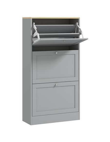 HOMCOM Modern Compact Three-Drawer Shoe Storage Cabinet - Grey - pic 167338 | FastDaddyshop