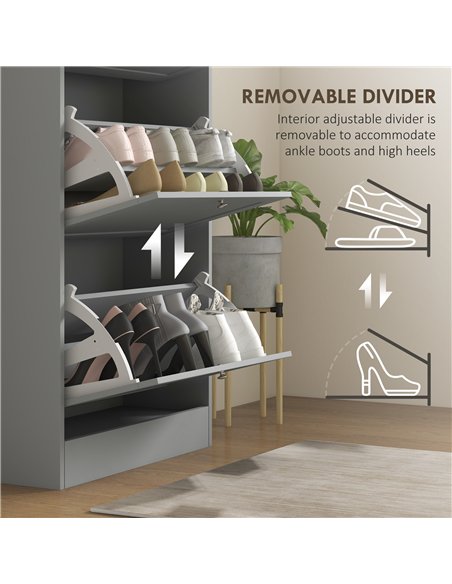 HOMCOM Modern Compact Three-Drawer Shoe Storage Cabinet - Grey - pic 167343 | FastDaddyshop