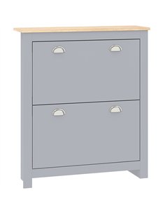 HOMCOM 2 Drawer Shoe Cabinet Modern Narrow Shoe Cupboard Hallway Wooden Storage Organiser with Flip Doors Adjustable Shelf for 6