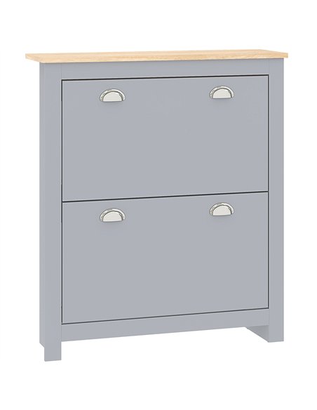 HOMCOM 2 Drawer Shoe Cabinet Modern Narrow Shoe Cupboard Hallway Wooden Storage Organiser with Flip Doors Adjustable Shelf for 6 - pic 167347 | FastDaddyshop