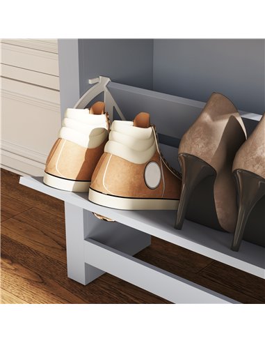 HOMCOM 2 Drawer Shoe Cabinet Modern Narrow Shoe Cupboard Hallway Wooden Storage Organiser with Flip Doors Adjustable Shelf for 6