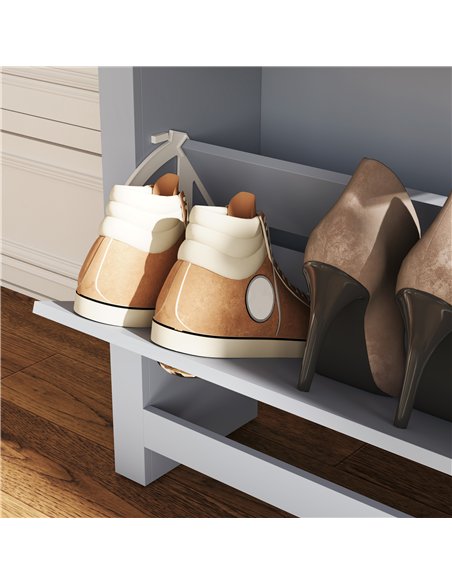 HOMCOM 2 Drawer Shoe Cabinet Modern Narrow Shoe Cupboard Hallway Wooden Storage Organiser with Flip Doors Adjustable Shelf for 6 - pic 167354 | FastDaddyshop