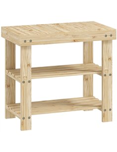 HOMCOM Two Shelf Bamboo Shoe Storage Bench - Natural Finish
