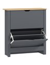 HOMCOM Slim Shoe Cabinet, Narrow Shoe Cupboard with 2 Flip Drawers, Adjustable Shelves for 12 Pairs of Shoes, Charcoal Grey