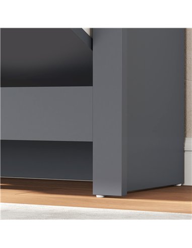 HOMCOM Slim Shoe Cabinet, Narrow Shoe Cupboard with 2 Flip Drawers, Adjustable Shelves for 12 Pairs of Shoes, Charcoal Grey