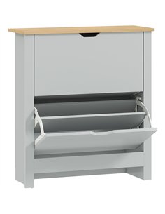 HOMCOM Slim Shoe Cabinet, Narrow Shoe Cupboard with 2 Flip Drawers, Adjustable Shelves for 12 Pairs of Shoes, Light Grey
