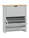 HOMCOM Slim Shoe Cabinet, Narrow Shoe Cupboard with 2 Flip Drawers, Adjustable Shelves for 12 Pairs of Shoes, Light Grey