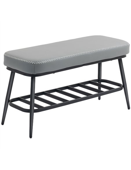 HOMCOM PU Leather Shoe Storage Bench - Grey - pic 167410 | FastDaddyshop