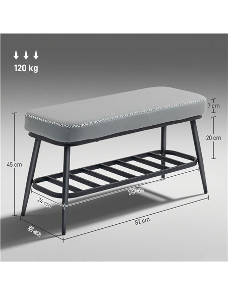 HOMCOM PU Leather Shoe Storage Bench - Grey - pic 167412 | FastDaddyshop
