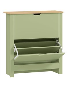 HOMCOM Slim Shoe Cabinet, Narrow Shoe Cupboard with 2 Flip Drawers, Adjustable Shelves for 12 Pairs of Shoes, Green
