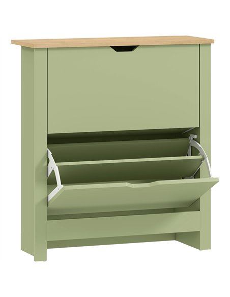 HOMCOM Slim Shoe Cabinet, Narrow Shoe Cupboard with 2 Flip Drawers, Adjustable Shelves for 12 Pairs of Shoes, Green - pic 167428 | FastDaddyshop