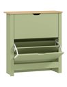 HOMCOM Slim Shoe Cabinet, Narrow Shoe Cupboard with 2 Flip Drawers, Adjustable Shelves for 12 Pairs of Shoes, Green