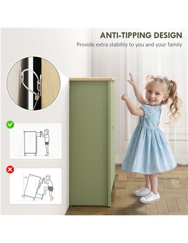 HOMCOM Slim Shoe Cabinet, Narrow Shoe Cupboard with 2 Flip Drawers, Adjustable Shelves for 12 Pairs of Shoes, Green