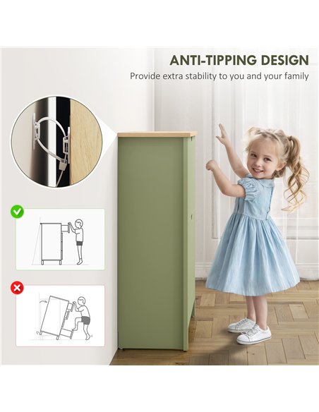 HOMCOM Slim Shoe Cabinet, Narrow Shoe Cupboard with 2 Flip Drawers, Adjustable Shelves for 12 Pairs of Shoes, Green - pic 167434 | FastDaddyshop