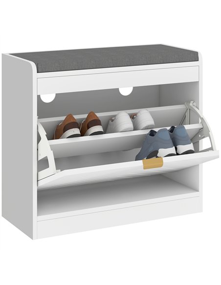 HOMCOM Shoe Storage with Seat, Upholstered Entryway Bench, Shoe Bench with 1 Flip Drawer and 4 Vents for 5 Pairs of Shoes - pic 167455 | FastDaddyshop