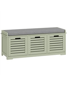 HOMCOM 3-Drawer Shoe Storage Bench - Green