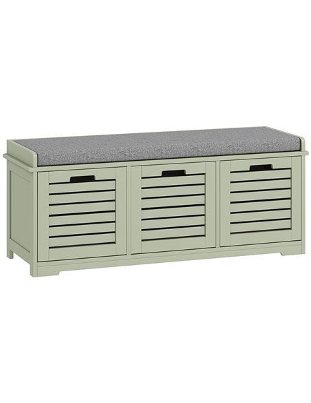 HOMCOM 3-Drawer Shoe Storage Bench - Green - pic 167464 | FastDaddyshop