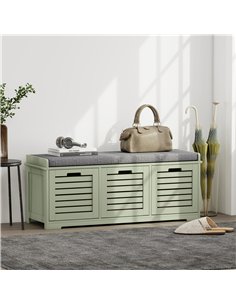 HOMCOM 3-Drawer Shoe Storage Bench - Green 2