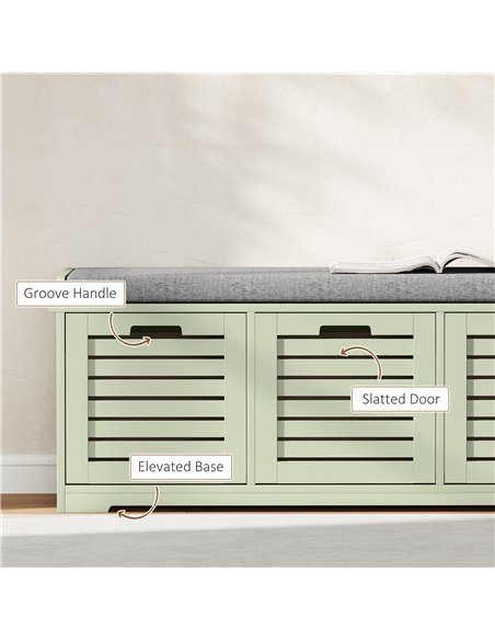 HOMCOM 3-Drawer Shoe Storage Bench - Green - pic 167469 | FastDaddyshop