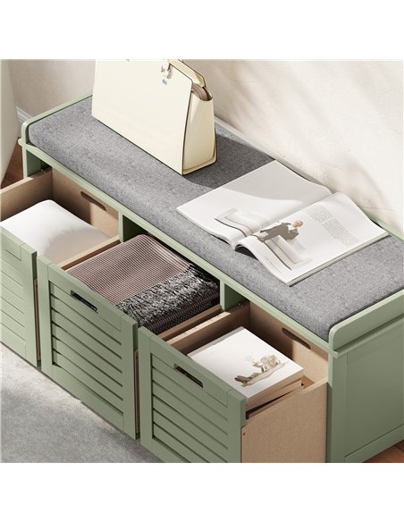 HOMCOM 3-Drawer Shoe Storage Bench - Green - pic 167471 | FastDaddyshop