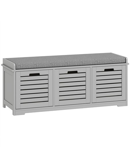 HOMCOM 3-Drawer Shoe Storage Bench - Grey - pic 167482 | FastDaddyshop