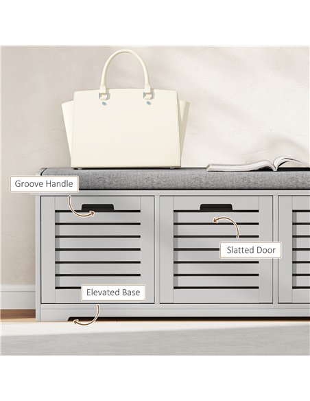 HOMCOM 3-Drawer Shoe Storage Bench - Grey - pic 167487 | FastDaddyshop
