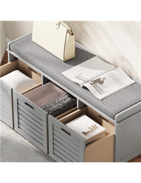 HOMCOM 3-Drawer Shoe Storage Bench - Grey - pic 167489 | FastDaddyshop