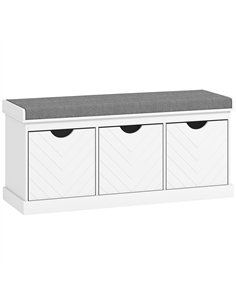 HOMCOM Three-Drawer Shoe Bench, with Seat - White