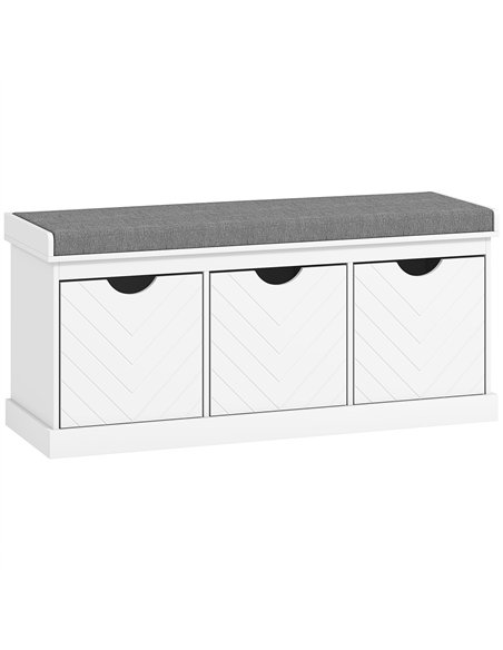 HOMCOM Three-Drawer Shoe Bench, with Seat - White - pic 167491 | FastDaddyshop