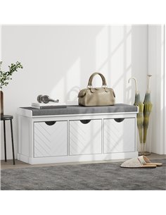 HOMCOM Three-Drawer Shoe Bench, with Seat - White 2
