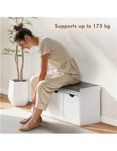 HOMCOM Three-Drawer Shoe Bench, with Seat - White