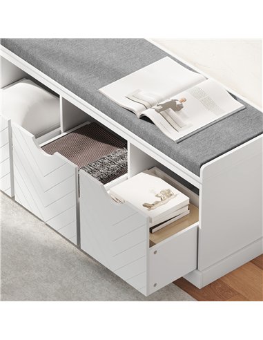 HOMCOM Three-Drawer Shoe Bench, with Seat - White