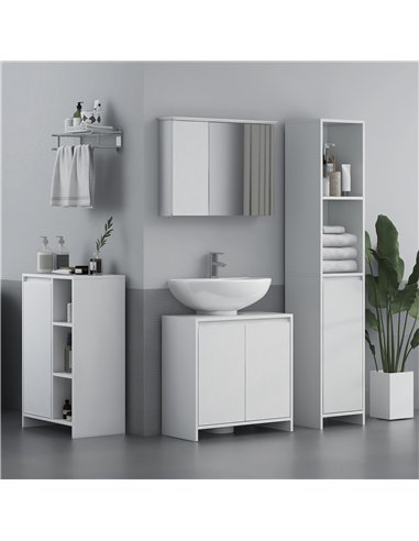 HOMCOM Narrow Bathroom Cabinet, Slim Bathroom Storage Unit with Open Compartment, Freestanding Storage Cupboard for Small Spaces