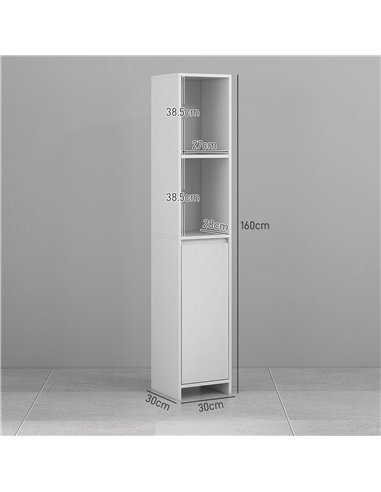 HOMCOM Narrow Bathroom Cabinet, Slim Bathroom Storage Unit with Open Compartment, Freestanding Storage Cupboard for Small Spaces