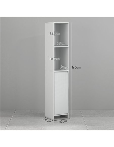 HOMCOM Narrow Bathroom Cabinet, Slim Bathroom Storage Unit with Open Compartment, Freestanding Storage Cupboard for Small Spaces - pic 167538 | FastDaddyshop