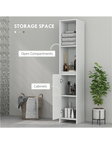 HOMCOM Narrow Bathroom Cabinet, Slim Bathroom Storage Unit with Open Compartment, Freestanding Storage Cupboard for Small Spaces - pic 167539 | FastDaddyshop