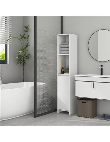 HOMCOM Narrow Bathroom Cabinet, Slim Bathroom Storage Unit with Open Compartment, Freestanding Storage Cupboard for Small Spaces