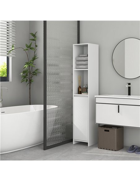 HOMCOM Narrow Bathroom Cabinet, Slim Bathroom Storage Unit with Open Compartment, Freestanding Storage Cupboard for Small Spaces - pic 167542 | FastDaddyshop