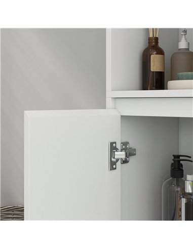 HOMCOM Narrow Bathroom Cabinet, Slim Bathroom Storage Unit with Open Compartment, Freestanding Storage Cupboard for Small Spaces